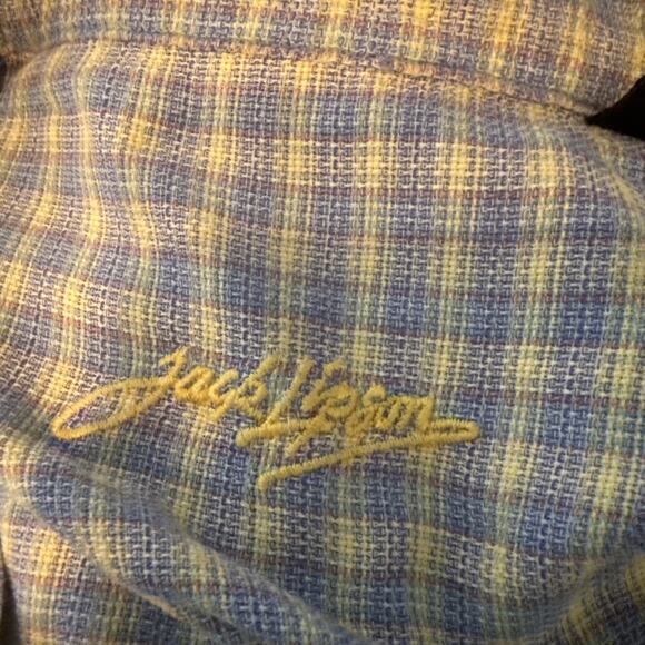 Men's Jack Lipson Gold‎ Plaid Cotton Button Down Shirt M Blue Yellow Casual - Picture 3 of 15